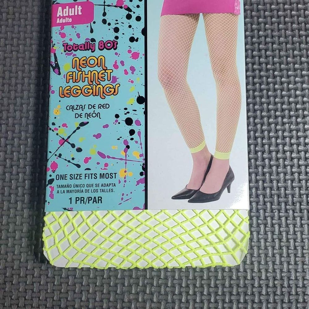 80'S ADULT WOMENS NEON COSTUME FISHNET LEGGINGS HIP HOP POP ROCK STAR PUNK- NEW